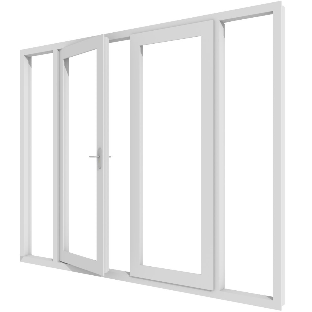 PVC stolp tuindeuren met twee zijlichten buitendraaiend